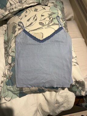 Brandy Melville Light Blue Lace-Trim Camisole